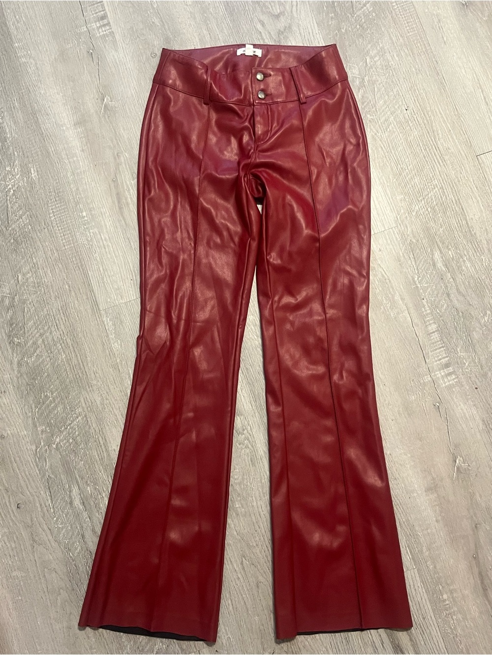 Garage Burgundy Faux Leather Flare Pants